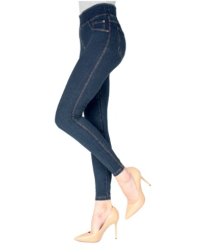 Shop Memoi Denim Shaping Jean Women's Leggings In Blue