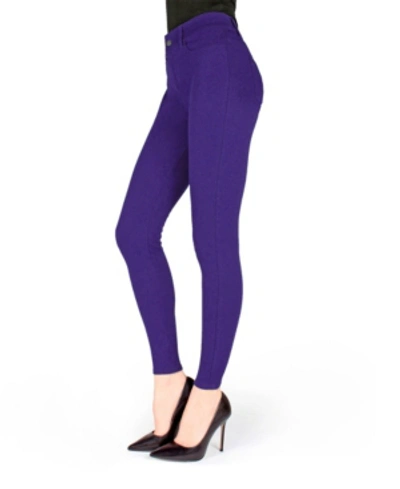 Shop Memoi Women's Pants-style Ponte Basic Pocket Leggings In Purple Grape