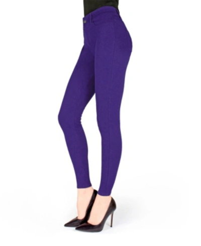 Memoi Women's Pants-style Ponte Basic Pocket Leggings In Purple Grape
