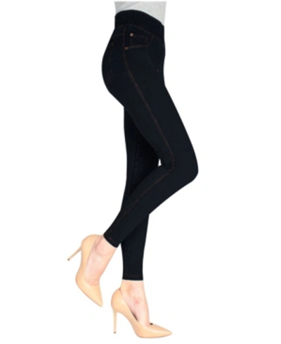 Shop Memoi Denim Shaping Jean Women's Leggings In Black
