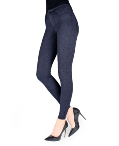 Shop Memoi Women's Pants-style Ponte Basic Pocket Leggings In Navy