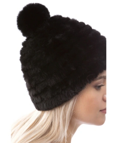 Marcus Adler Women's Cozy Stretch Luxe Faux Fur Pom Hat In Black