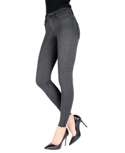 Shop Memoi Women's Pants-style Ponte Basic Pocket Leggings In Dark Gray