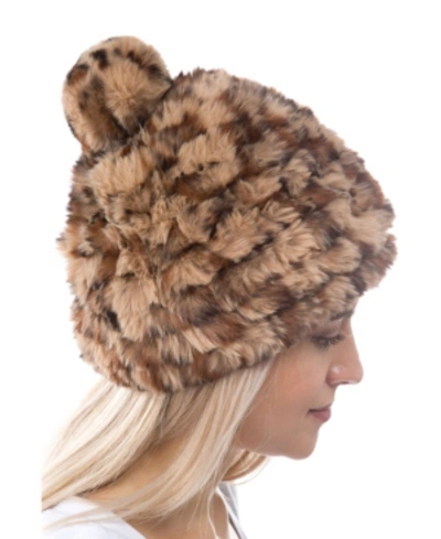 Shop Marcus Adler Women's Faux Fur Pom Hat In Leopard