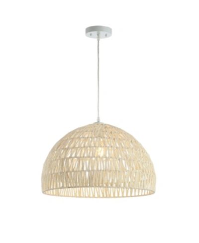 Shop Jonathan Y Campana 20" Woven Rattan Dome Led Pendant In Cream