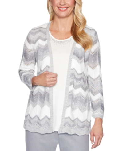 Shop Alfred Dunner Petite Lake Geneva Chevron Layered-look Sweater In Multi