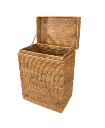 Shop Artifacts Trading Company Artifacts Rattan Rectangular Hamper With Hinged Lid And Cloth Liner In Honey Brown