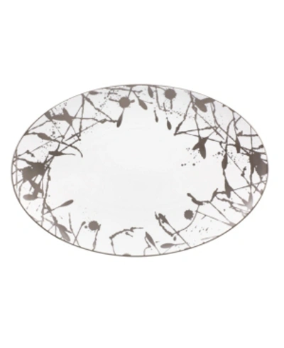 Shop Noritake Raptures Platinum Oval Platter In White And Platinum
