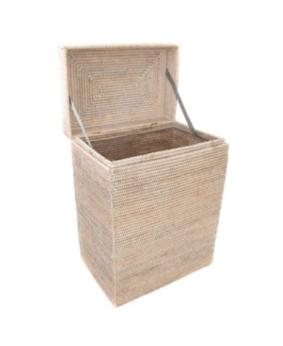 Shop Artifacts Trading Company Artifacts Rattan Rectangular Hamper With Hinged Lid And Cloth Liner In Off-white