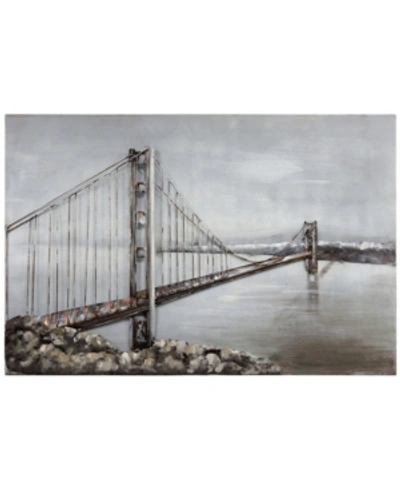 Shop Empire Art Direct Bridge Mixed Media Iron Hand Painted Dimensional Wall Art, 32" X 48" X 2.4" In Brown
