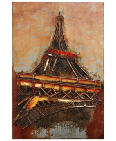 Shop Empire Art Direct Eiffel Tower 1 Mixed Media Iron Hand Painted Dimensional Wall Art, 48" X 32" X 2.2" In Brown