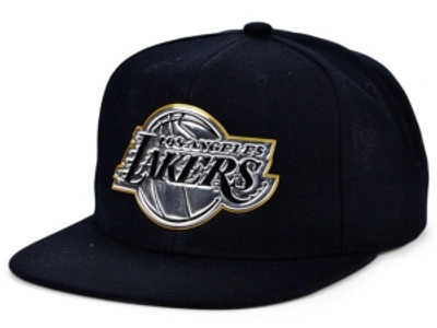 Shop Mitchell & Ness Los Angeles Lakers Triple Gold Snapback Cap In Black