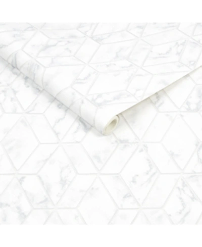 Shop Transform Marble Geo Peel And Stick Wallpaper, 216" X 20.5" In Silver