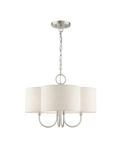 Livex Solstice 4 Lights Chandelier In Silver-tone