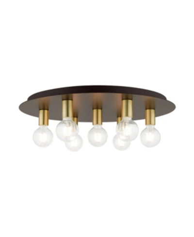 Livex Hillview 7 Lights Flush Mount In Dark Brown