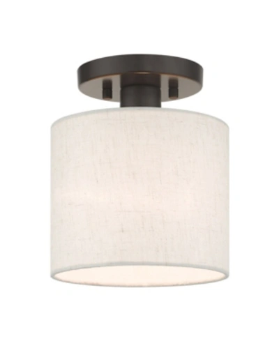Livex Meadow 1 Light Semi Flush In Bronze