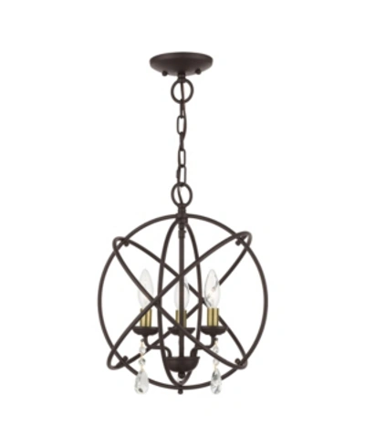 Livex Aria 3 Lights Convertible Chandelier Or Semi Flush In Dark Brown