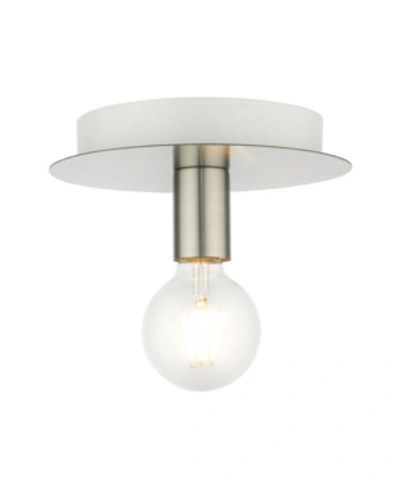 Livex Hillview 1 Light Flush Mount In Silver-tone