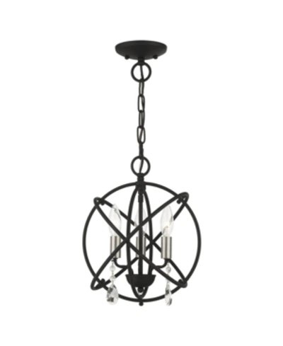Livex Aria 3 Lights Convertible Chandelier Or Semi Flush In Black