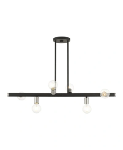 Livex Bannister 6 Lights Linear Chandelier In Black