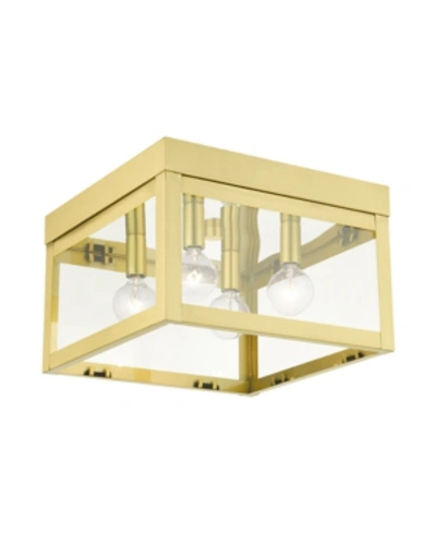 Livex Nyack 4 Lights Flush Mount In Gold-tone
