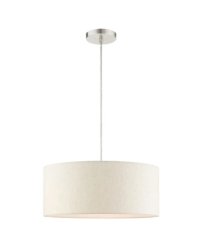 Livex Meadow 3 Lights Drum Pendant In Silver-tone