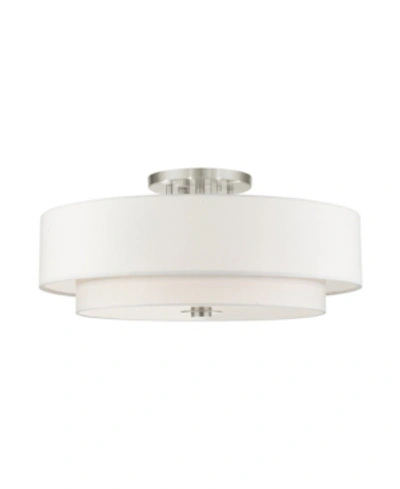 Shop Livex Meridian 6 Lights Semi Flush Mount In Silver-tone