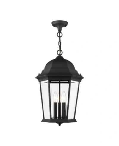 Shop Livex Hamilton 3 Lights Outdoor Pendant Lantern In Black