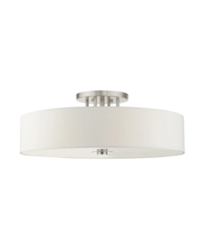 Shop Livex Meridian 6 Lights Semi Flush Mount In Brushed Nickel