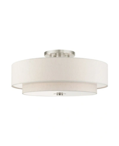 Shop Livex Meridian 6 Lights Semi Flush Mount In Brushed Nickel