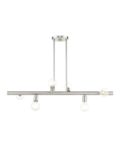 Livex Bannister 6 Lights Linear Chandelier In Brushed Nickel