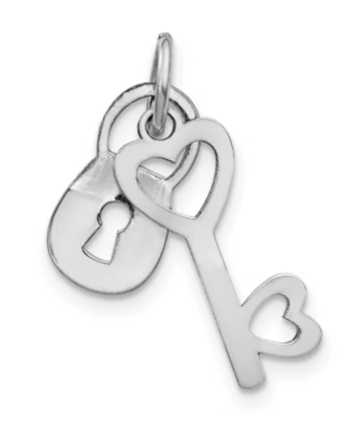 Shop Macy's Lock And Key Charm In 10k White Gold