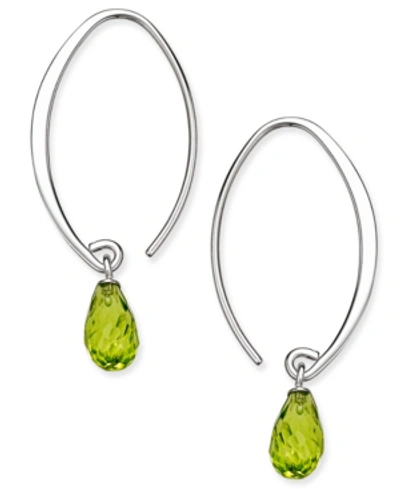 Shop Macy's Gemstone Sweep Earrings In Sterling Silver (available In Amethyst, Blue Topaz ,citrine & Peridot) In Green