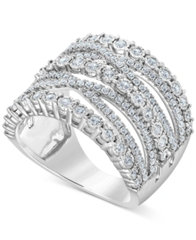 Macy's Diamond Multi-row Crossover Statement Ring (1 Ct. T.w.) In Sterling Silver In Sterling Silver
