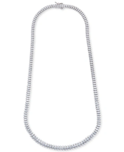 Shop Macy's Diamond Triple Row 17" Tennis Necklace (10 Ct. T.w). In 14k White Gold