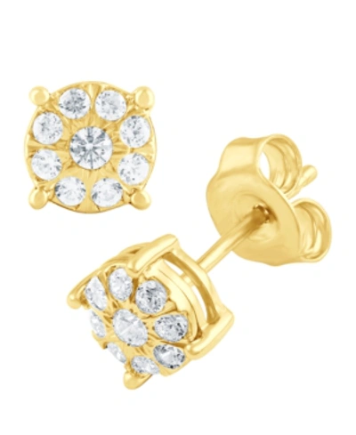 Shop Macy's Diamond Stud (1/4 Ct. T.w.) In 14k White, Yellow Or Rose Gold In Yellow Gold