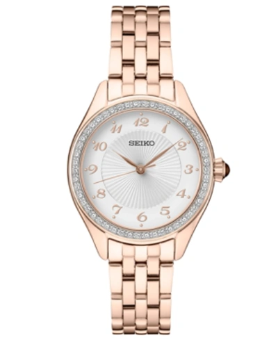 Shop Seiko Women's Rose Gold-tone Stainless Steel Bracelet Watch 29mm In Silver