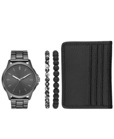 Shop Folio Men's Gunmetal Stainless Steel Bracelet Watch 44mm Gift Set