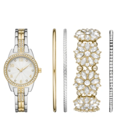Shop Folio Women's Two-tone Stainless Steel Bracelet Watch 31mm Gift Set
