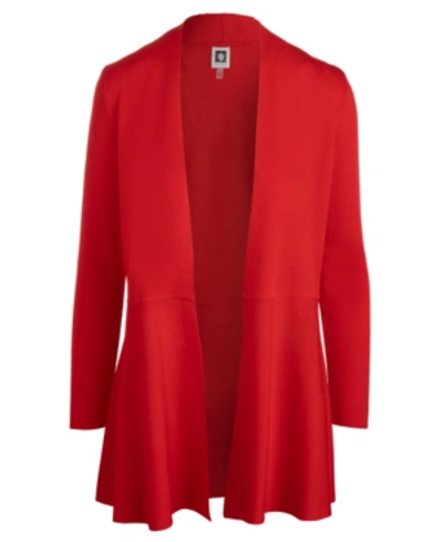 Shop Anne Klein Plus Size Monterey Open-front Cardigan Sweater In Rouge