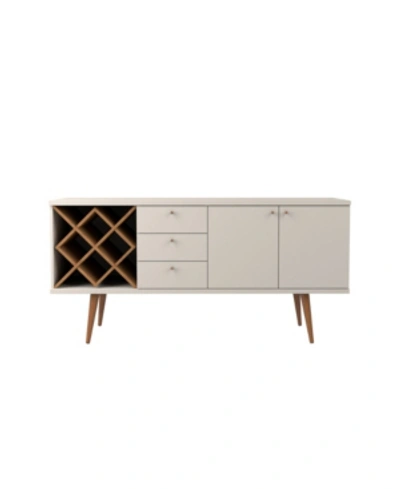 Shop Manhattan Comfort Utopia 4 Bottle Wine Rack Sideboard Buffet Stand With 3 Drawers And 2 Shelves In Off-white
