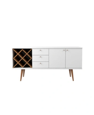 Shop Manhattan Comfort Utopia 4 Bottle Wine Rack Sideboard Buffet Stand With 3 Drawers And 2 Shelves In White