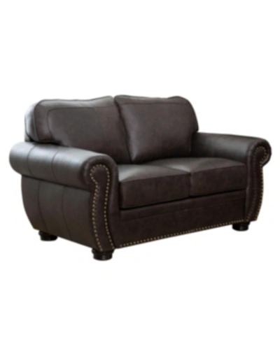 Shop Abbyson Living Ariel Leather Loveseat In Brown