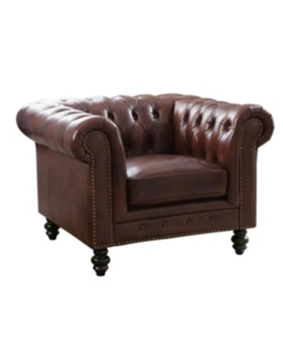Shop Abbyson Living Micah Leather Arm Chair In Brown