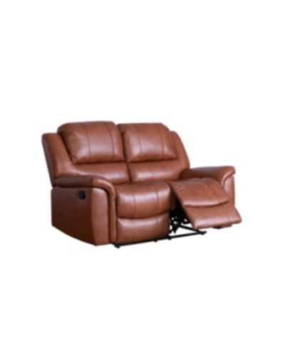 Shop Abbyson Living Stella Leather Recliner Loveseat In Camel