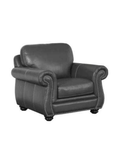 Shop Abbyson Living Hazel Leather Arm Chair In Gray