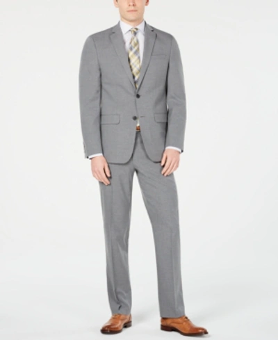 Shop Van Heusen Men's Slim-fit Flex Stretch Wrinkle-resistant Suits In Gray Sharkskin