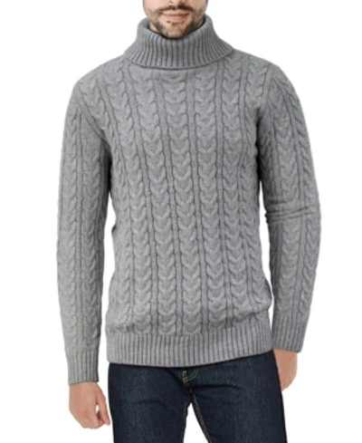 Shop X-ray Men's Cable Knit Roll Neck Sweater In Heather Gray