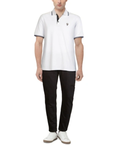 Shop Karl Lagerfeld Men's Cotton Blend Logo Patch Polo T-shirt In White