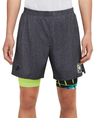 Shop Nike Court Flex Ace Tennis Shorts In Black/lime/teal
